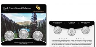 Frank Church River of No Return Wilderness Quarter for Idaho in Three-Coin Set Frank Church River of No Return Wilderness Quarter Three-Coin Set