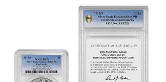 PCGS to Encapsulate COAs With 2019-S Enhanced Reverse Proof Silver Eagles PCGS dual Silver Eagle and COA encapsulation