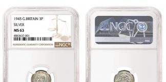 1945 British Silver Threepence Coin Certified Genuine By NGC 1945 Great Britain Threepence silver coin