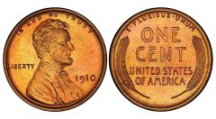 Lot 122 - 1C 1910 PCGS PR67+ RD CAC realized $52,875