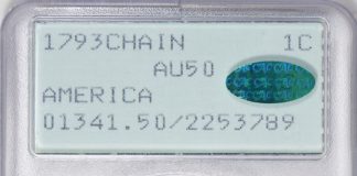 GreatCollections’ January 2020 Auction of U.S. Coins Tops $3 Million 1793 Chain Cent AMERICA PCGS AU-50 CAC realized $171,562