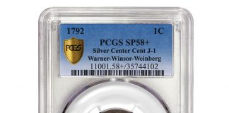 PCGS Graded 21 of the Top 25 U.S. Coins Sold in 2019 1792 Silver Center Cent