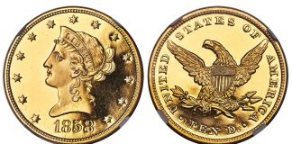 Legendary 1858 Gold Coin Highlights Heritage’s April Sale 1858 Liberty Eagle