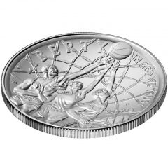 2020-P Uncirculated Basketball Hall of Fame Silver Dollar – Obverse Angle