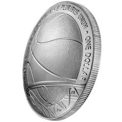 2020-P Uncirculated Basketball Hall of Fame Silver Dollar – Reverse Angle