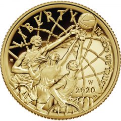 2020-W Proof Basketball Hall of Fame $5 Gold Coin – Obverse