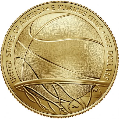 2020-W Uncirculated Basketball Hall of Fame $5 Gold Coin - Reverse