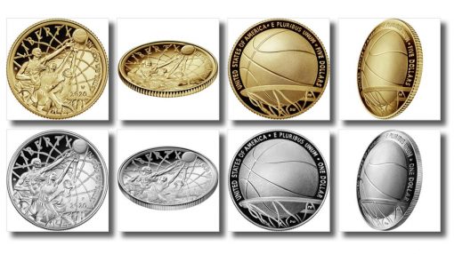 Images of 2020 Basketball Hall of Fame Commemorative Coins