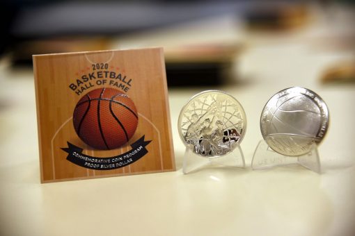 Newly struck 2020 Proof Basketball Silver Dollar