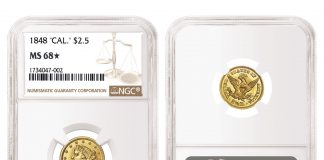 NGC-Certified Coins Top Heritage’s April 2020 CSNS Sales 1848 "CAL." Quarter Eagle graded NGC MS 68★