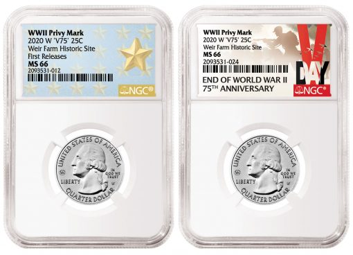 NGC Labels for 2020-W Quarters with WWII Privy Mark
