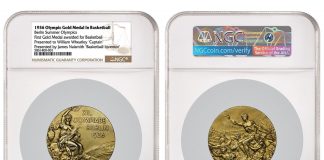 NGC Certifies Very First Olympic Gold Medal for Basketball 1936 Olympic Gold Medal in Basketbal First Medal Awarded