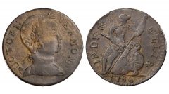 1786 Vermont Copper. RR-9, Bressett 7-F, W-2040. Rarity-3. Baby Head. AU-53 (PCGS)