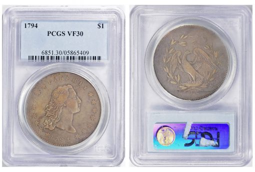 1794 Flowing Hair Silver Dollar PCGS VF-30