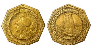 Stack’s Bowers Galleries June 2020 Sale Tops $5 Million 1915-S Panama-Pacific Exposition $50. Octagonal. MS-64 (PCGS). CAC