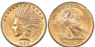 Heritage’s June 2020 Long Beach Expo U.S. Coins Auctions Tops $11 Million 1933 Indian Eagle, MS65 PCGS