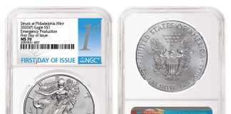 NGC Certifies Majority of 2020 Emergency Silver Eagles 2020-P Emergency Silver Eagle graded NGC MS70