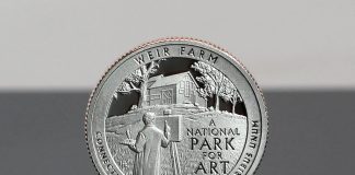 Weir Farm Quarter for Connecticut in Three-Coin Set 2020-S Proof Weir Farm National Historic Site Quarter