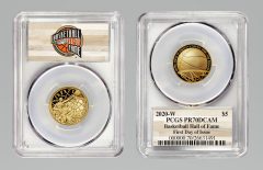 2020-W $5 Basketball Hall of Fame Gold Coin, PCGS PR70DCAM