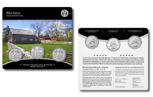 Weir Farm Quarter for Connecticut in Three-Coin Set