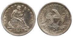 1854-O Liberty Seated Arrows at Date silver quarter-dollar Huge Mint Mark variety