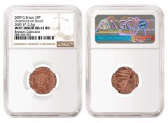 2009 Great Britain 20 Pence Overstruck on a Struck 2009 Penny