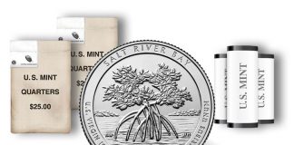 Salt River Bay Quarters for U.S. Virgin Islands Released in Rolls, Bags and Three-Coin Set 2020 Salt River Bay Quarter rolls and bags
