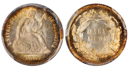 Lot 2574: 1867 Liberty Seated Half Dime