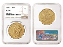 1870-CC Liberty Head Double Eagle graded NGC AU 50