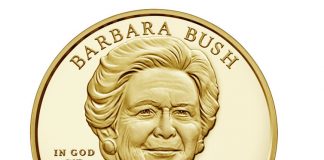 2020 Barbara Bush First Spouse Gold Coins Launch 2020-W $10 Proof Barbara Bush First Spouse Gold Coin - Obverse