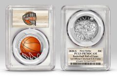 Example of Basketball HOF half-dollar in PCGS holder