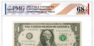 Paper Money Guaranty Announces Two New Labels PMG Label - waving US flag