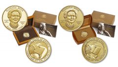Proof and uncirculated 2016 Nancy Reagan First Spouse Gold Coins and their presentation cases