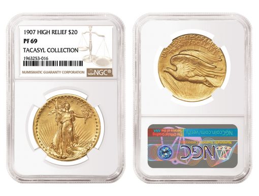 1907 High Relief Double Eagle, graded NGC PF 69