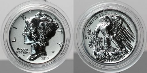 2019-W Reverse Proof American Palladium Eagle - Obverse and Reverse