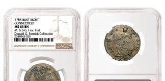 NGC-Certified Connecticut Coppers Highlight Heritage November Sale 1785 Bust Right Connecticut Copper