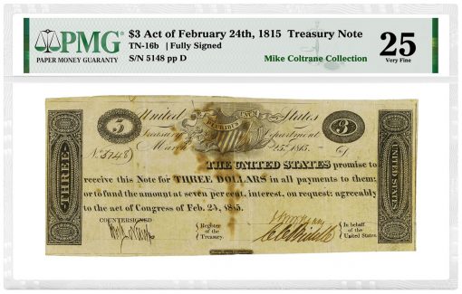 1815 $3 Treasury Note