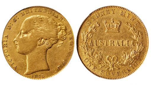 Lot 71077: AUSTRALIA. Sovereign, 1855-SY. Sydney Mint