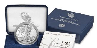 US Mint Sales: 2020-S Proof Silver Eagle Unavailable US Mint 2020-S Proof American Silver Eagle coin, case and cert