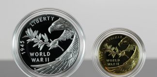 US Mint Sales: WWII Gold Coin and Silver Medal Debut CoinNews Photos - End of World War II 75th Anniversary Silver Medal and Gold Coin