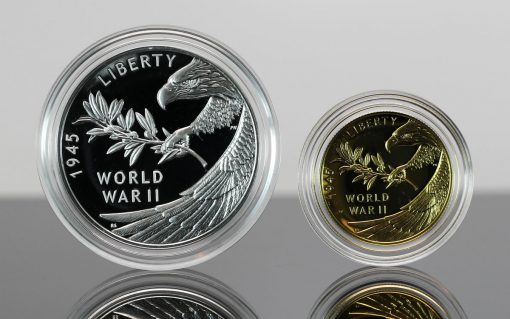 CoinNews Photos - End of World War II 75th Anniversary Silver Medal and Gold Coin