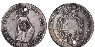SBG October Sale of World and Ancient Coins and Paper Money Tops $1.22 Million Lot 72516: PHILIPPINES. Philippines - Philippines - Peru. 8 Reales, ND (1834-37)