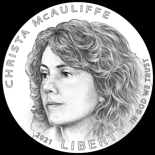 Christa McAuliffe Commemorative Silver Dollar Design - Obverse