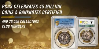 PCGS Celebrates Certification of 45 Million Coins, Banknotes, Medals and Tokens PCGS 45 Million 20k Collectors Club Banner