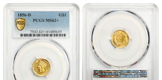 DLRC’s Jan. 31 Super Sunday Auction Features Gold Rarities From D.L. Hansen Collection 1856-D G$1 PCGS MS62+