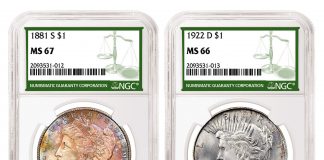 RARCOA Creating Markets for Coins Bearing NGC Green Label Examples of Morgan and Peace Dollars with NGC Green Label