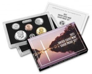 U.S. Mint product images of the 2021 Silver Proof Set