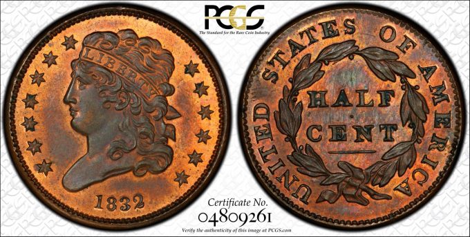 1832 Proof Half Cent