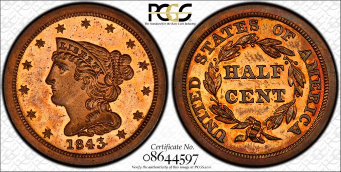 1843 Proof Half Cent