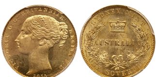 Goldberg’s June Sale Includes World Gold Coins From S.S. Central America Sunken Treasure 1855 Australia Gold Sovereign